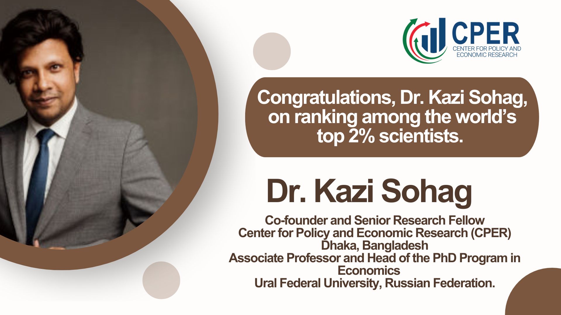 Dr. Kazi Sohag Ranked Among the World’s Top 2% Scientists (2023–2025)
